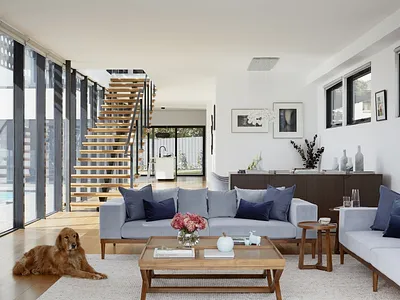 Custom wet bar with floating shelves
